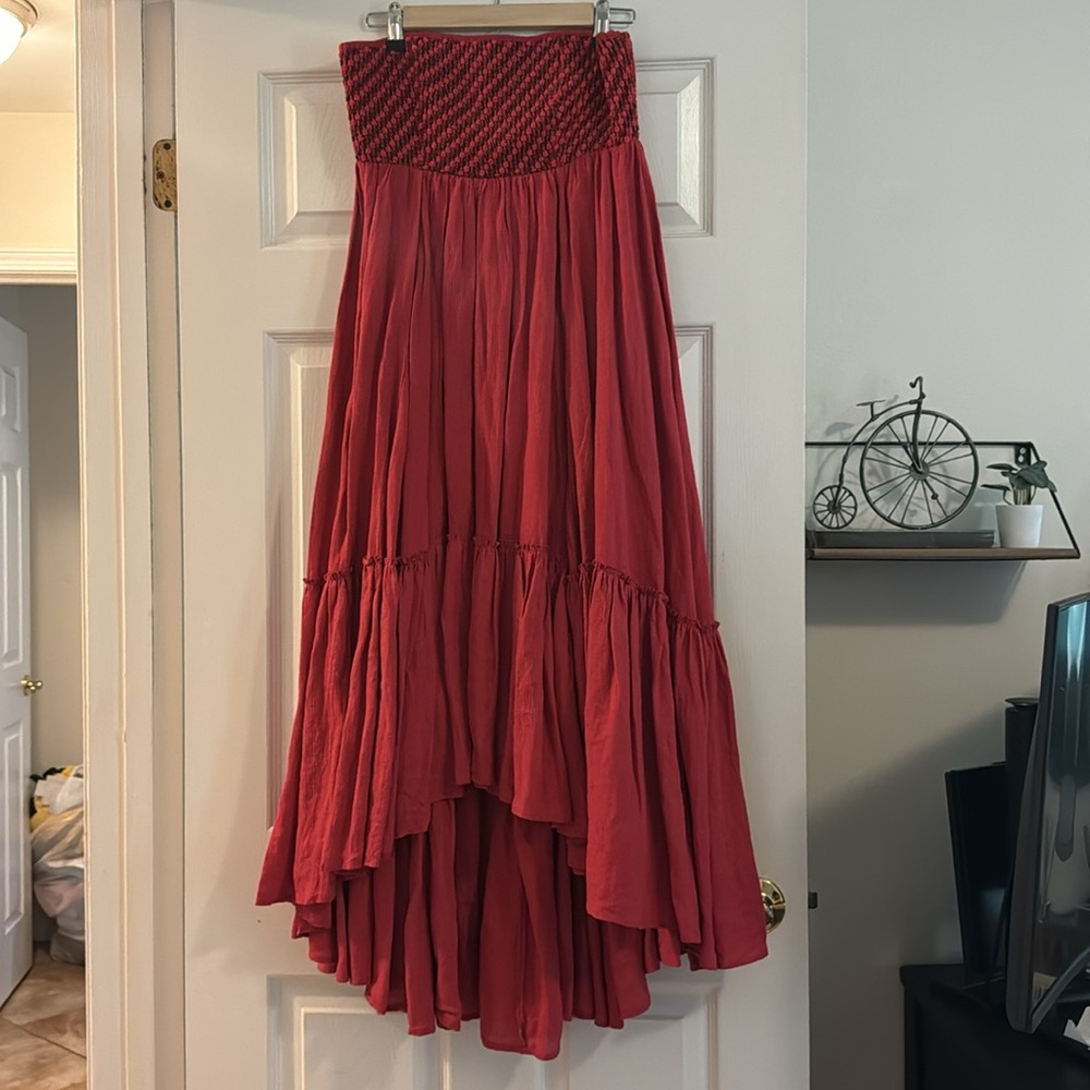 BEAUTIFUL Free People beaded hi-low maxi dress